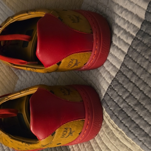 MCM Men's Color Block Terrain Lo Sneakers in Visetos Sz 44 Cognac and Red - Picture 3 of 14